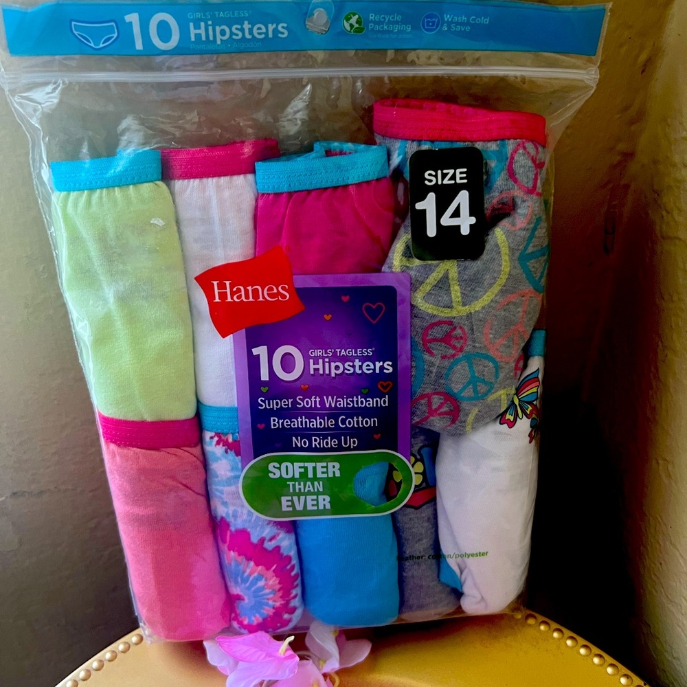 10 girls Tangless Hipster Size 14